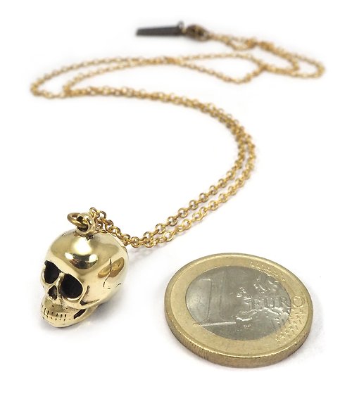MAFIA JEWELRY Brass Tiny Skull Necklace.