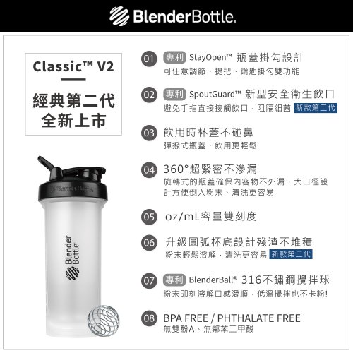 Blender Bottle X Bu2ma【Classic V2】Shaker Bottle Perfect for Protein Shakes  20oz - Shop blender-bottle Pitchers - Pinkoi