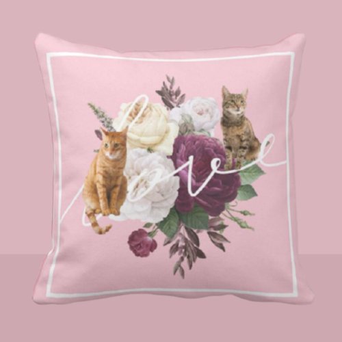hkgiftforu 【寵物禮物】可自定背景顏色客製化寵物照片抱枕-Floral Heart