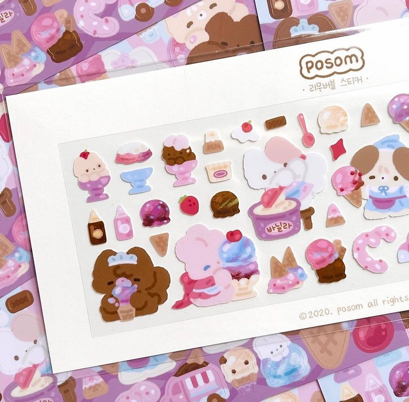 Posom Ice Cream Stickers - สติกเกอร์ - กระดาษ หลากหลายสี
