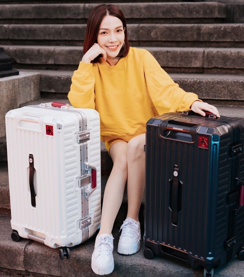 【BIGGER】 26-inch aluminum frame fat suitcase 3-color suitcase with extra large capacity, sturdy, durable and fashionable - กระเป๋าเดินทาง/ผ้าคลุม - วัสดุอื่นๆ สีเทา