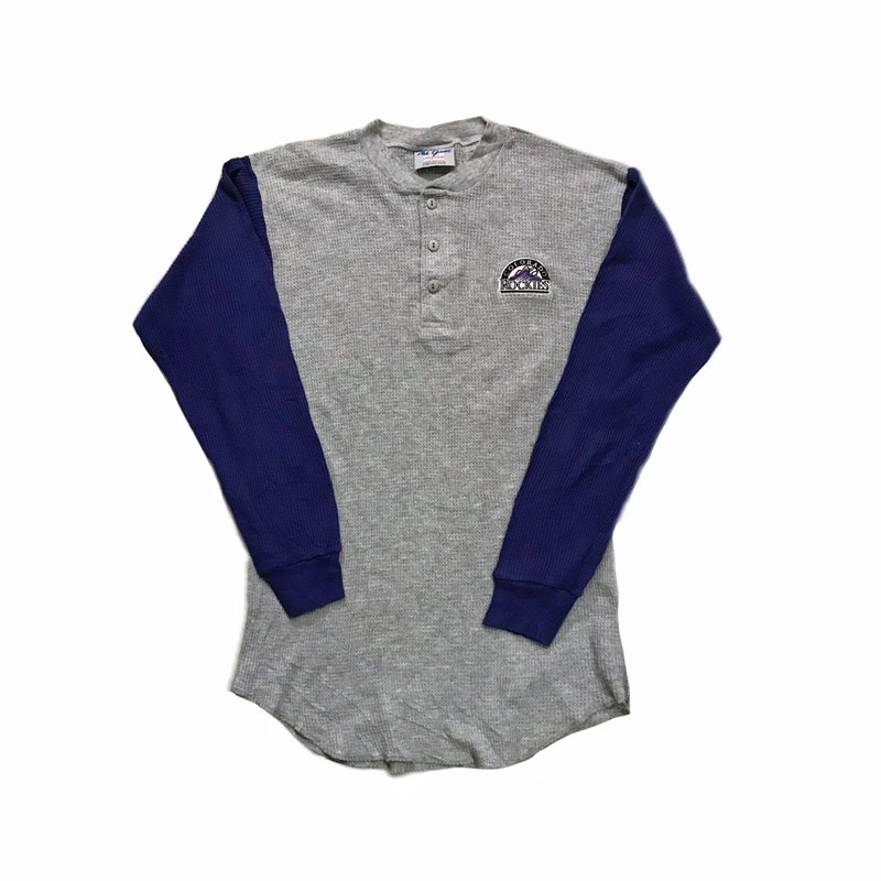 Vintage Thermal long sleeves Vintage MLB Rockies Captain Sleeve Top - เสื้อยืดผู้ชาย - ผ้าฝ้าย/ผ้าลินิน หลากหลายสี