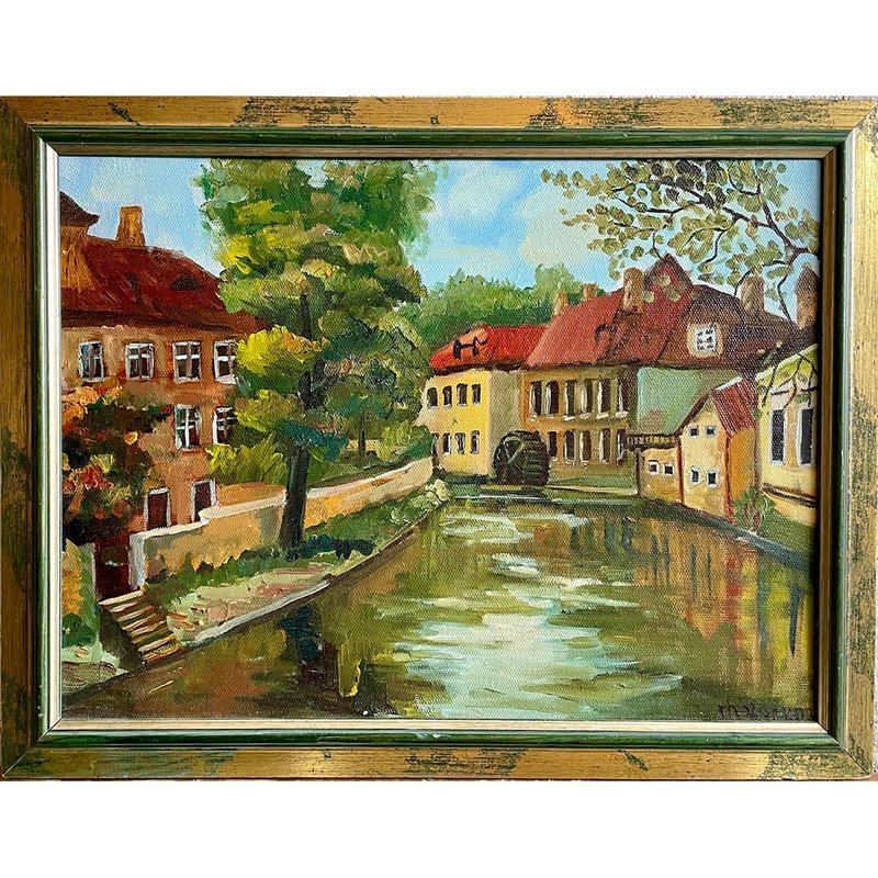 Prague city classic painting, European city original oil painting, 城市 / 油畫 - โปสเตอร์ - ผ้าฝ้าย/ผ้าลินิน 