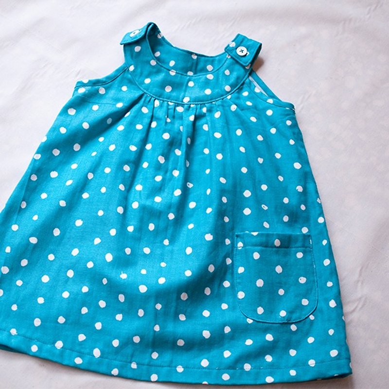 童裝｜圓領洋裝 - 其他 - 棉．麻 藍色