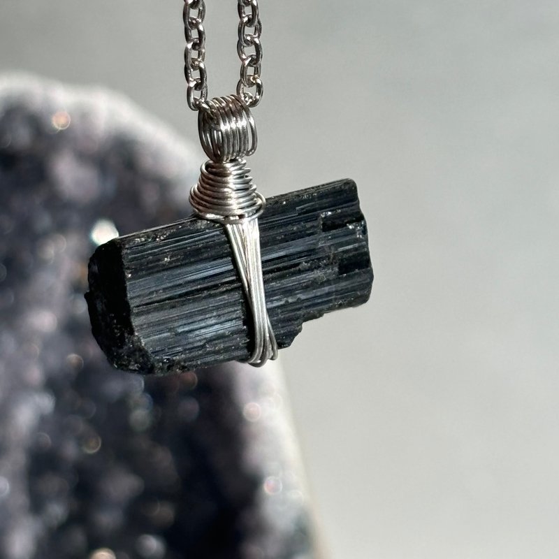 -渾天而成- 天然原石 - 黑碧璽 Black Tourmaline 項鏈 - 頸鏈 - 水晶 黑色