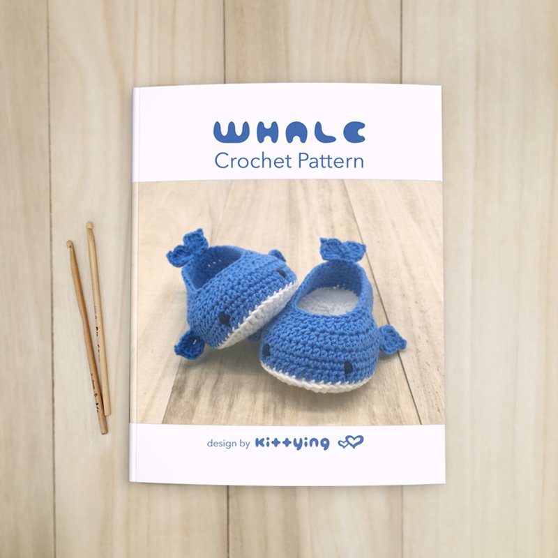 Whale Baby Shoes Crochet Pattern (exclude materials) 鯨魚嬰兒鞋 鉤針編織圖案說明書  (不含線材及工具) - เย็บปัก/ถักทอ/ใยขนแกะ - วัสดุอื่นๆ สีน้ำเงิน