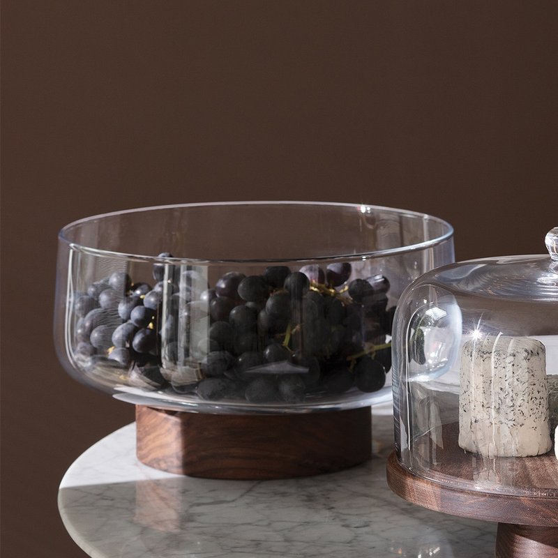 【LSA】CITY glass bowl with walnut base - ถ้วยชาม - แก้ว สีใส