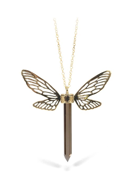 MAFIA JEWELRY Dragonfly Wings with Smoky Quartz Necklace Available in 3 Colourways