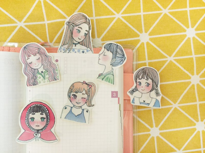 Bust warm hand-painted watercolor girl sticker - Stickers - Paper Pink