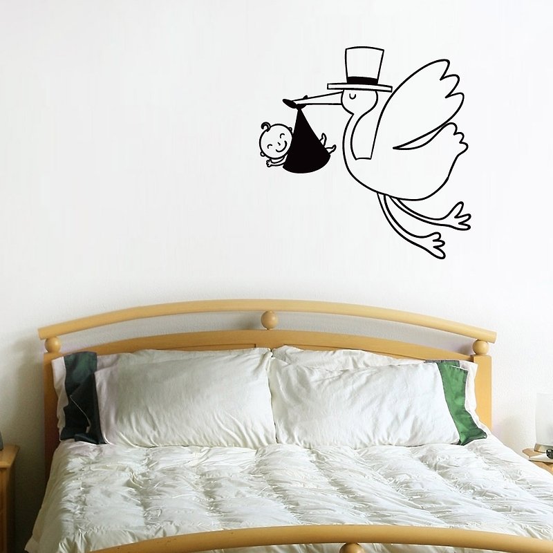 "Smart Design" creative non-marking wall sticker◆Baby and baby bird are available in 8 colors - Wall Décor - Paper Black