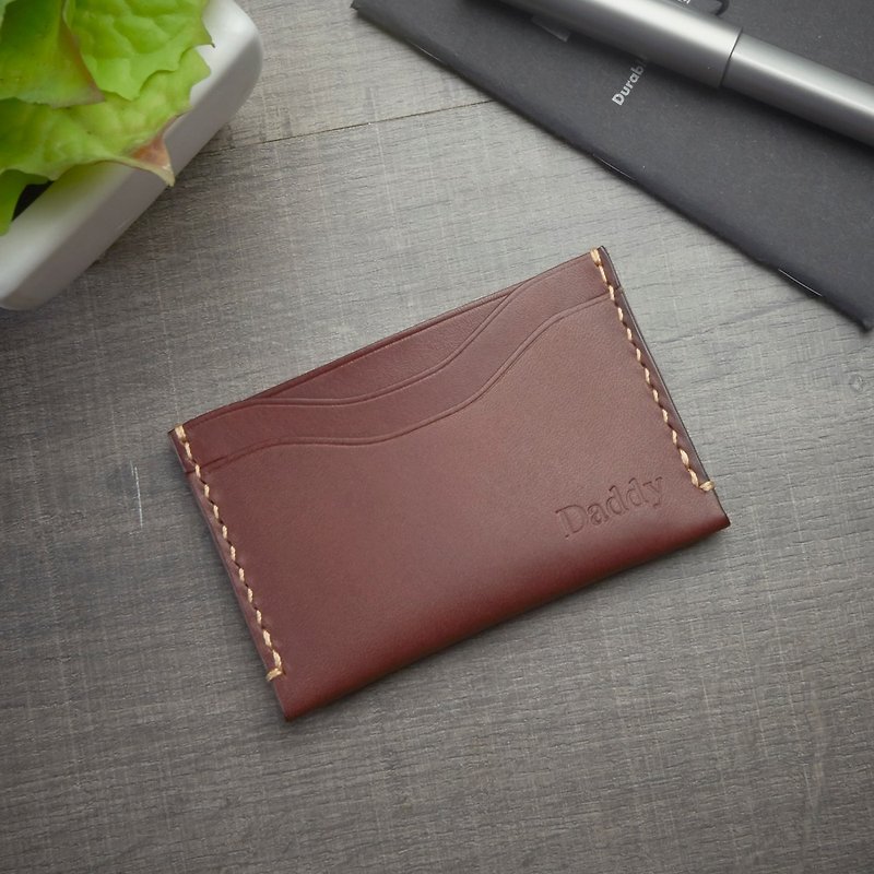 Leather Card Sleeve ซองหนังใส่นามบัตร / บัตรต่างๆ Handmade - อื่นๆ - หนังแท้ สีนำ้ตาล