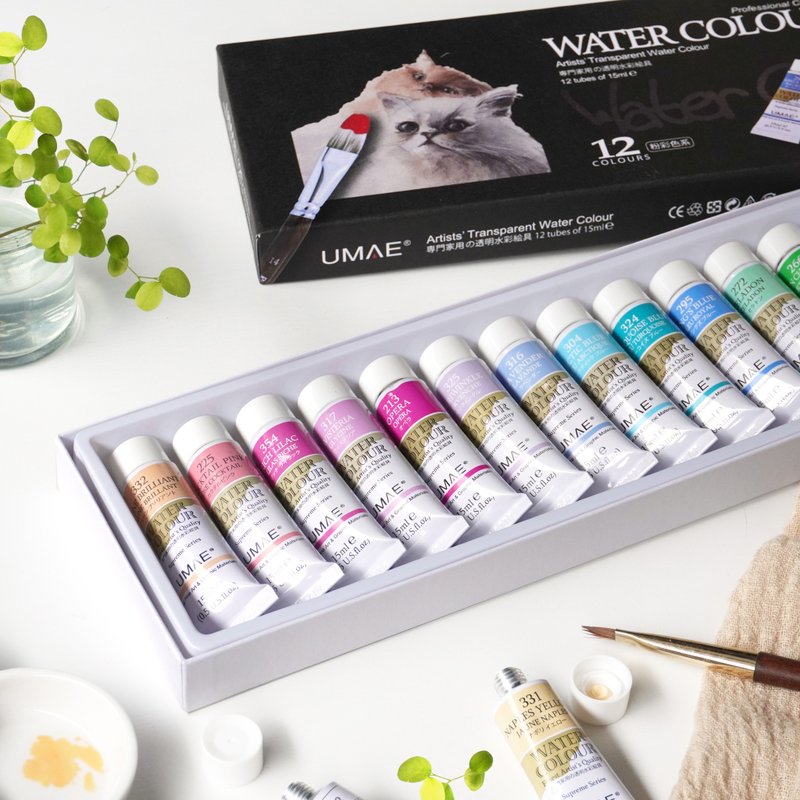 Taiwan UMAE Oma Macaron Pastel Watercolor 12 Colors-15ml Fat Mom Art - วาดภาพ/ศิลปะการเขียน - วัสดุอื่นๆ สึชมพู