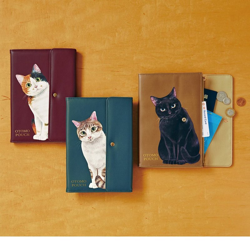 【Cat Department】The cat peeking around the corner A5 size account holder - Folders & Binders - Faux Leather 