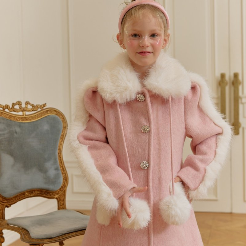 Pom Pom Princess Coat-Pink - 男/女童外套 - 其他材質 粉紅色