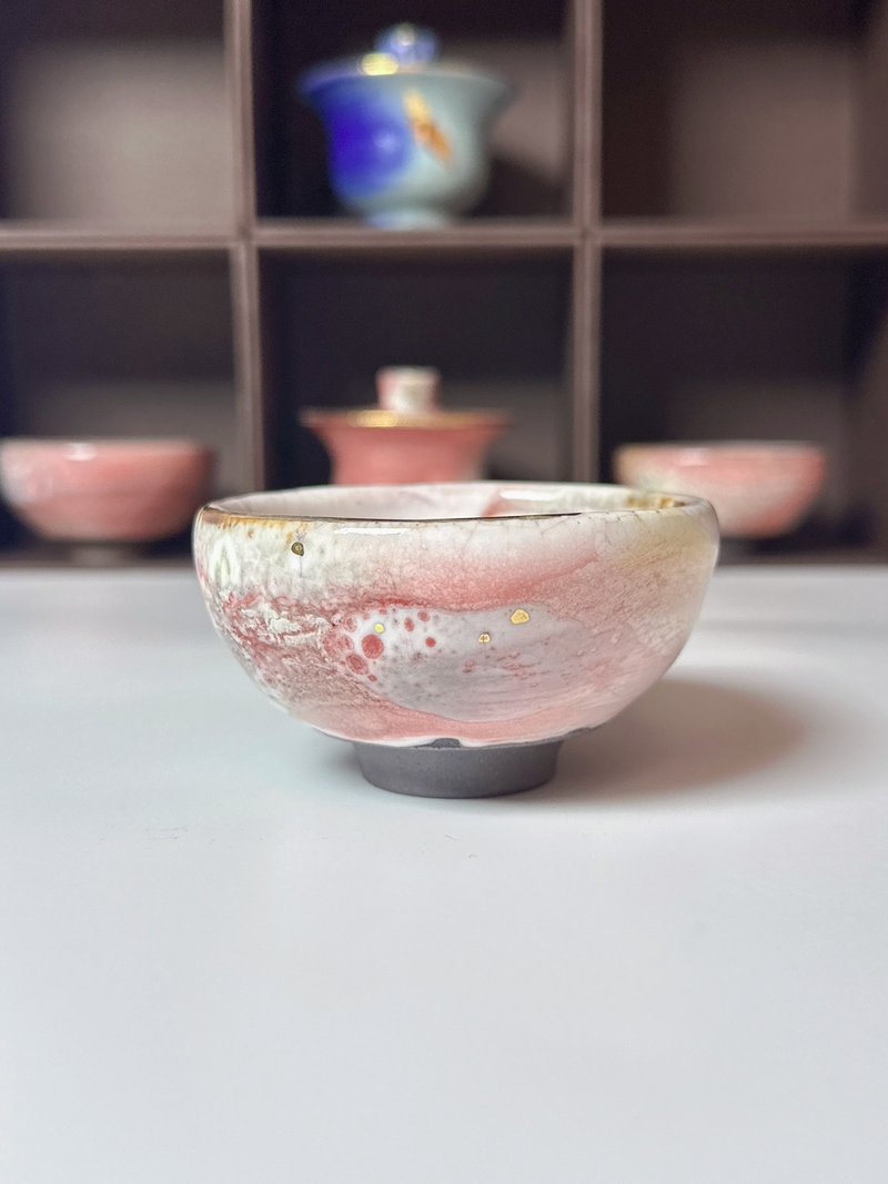 粉紅志野鎏金杯-手工製作-容量約70cc - 茶壺/茶杯/茶具 - 陶 