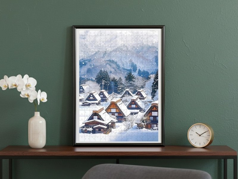 日本製手工拼圖・白川鄉、岐阜・日本風景・送禮、擺設 - 壁貼/牆壁裝飾 - 紙 