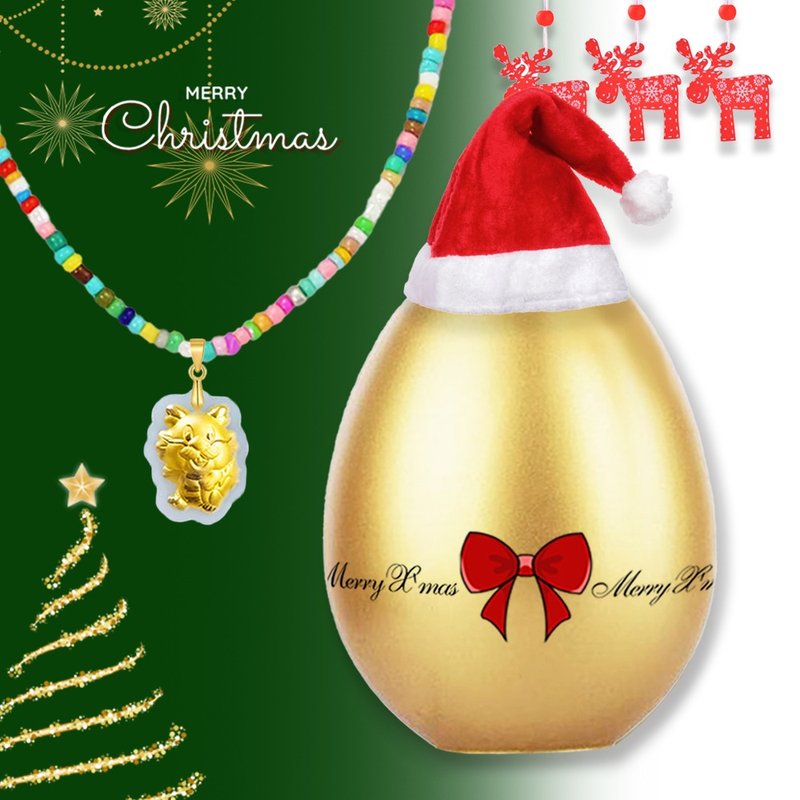 [Children's Painted Gold Jewelry] 2024 Holy Egg Golden Happy 12 Zodiac Bestie/Parent-Child Rice Bead Chain (Christmas) - Baby Gift Sets - 24K Gold Gold