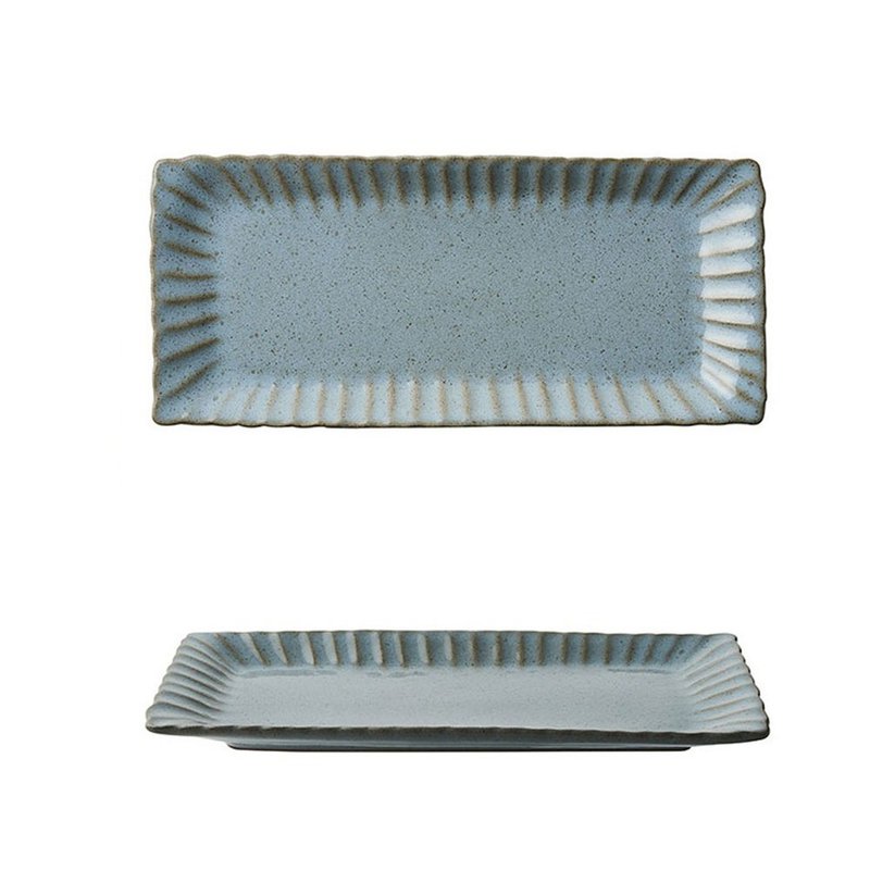 Italian VBC casa-FONDACO series 26cm small rectangular plate (retro gray blue) - จานและถาด - ดินเผา สีน้ำเงิน