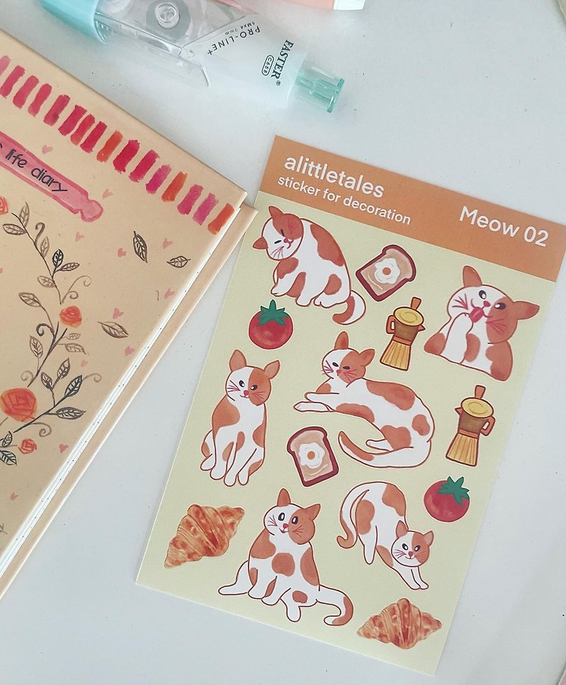 Cat sticker sheet - 貼紙 - 紙 橘色