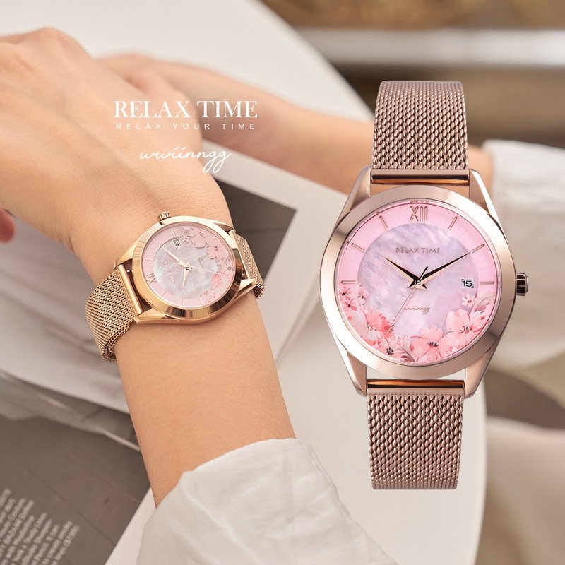 Relax time x wwiinngg Wanzi joint series women's watch-Begonia Qingmeng (RT-106-02) - นาฬิกาผู้หญิง - สแตนเลส สึชมพู