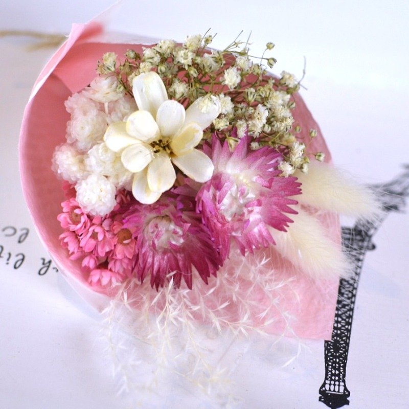 Flower moth | dry mini bouquet - peach dry flower exchange gift flower ceremony wedding small thing graduation gift - ตกแต่งต้นไม้ - พืช/ดอกไม้ สึชมพู
