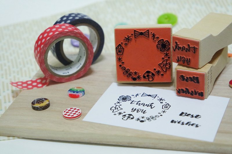 Seal / Blossoming Wreath Text Set - Stamps & Stamp Pads - Rubber 