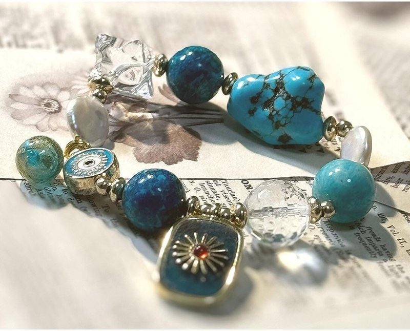 Greek Ethnic Style Freshwater Pearl Series@Aromatherapy Crystal Bracelet - สร้อยข้อมือ - คริสตัล สีเขียว