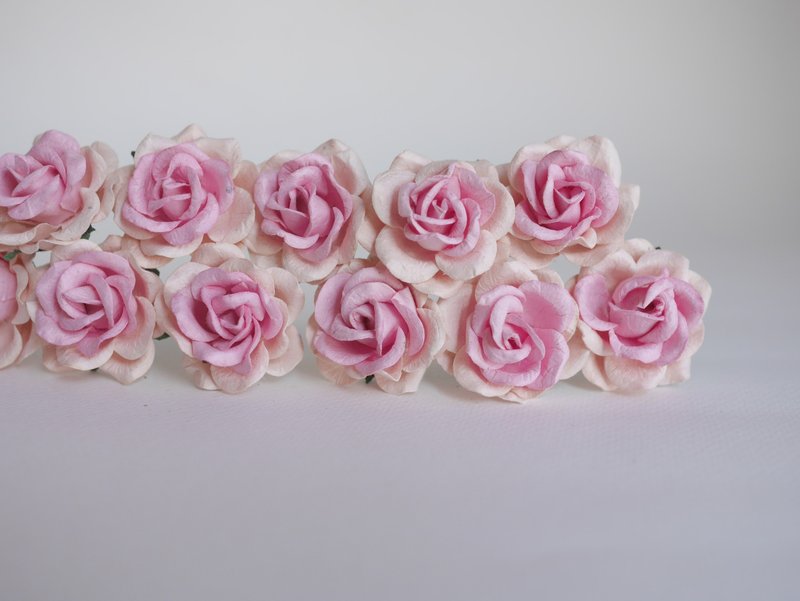 Paper Flower, 25 pieces DIY mulberry curve rose size 3.5 cm., pink-magenta color - 其他 - 紙 粉紅色