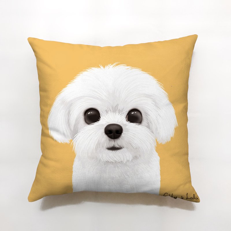 Wang Meow Big Pillow - Smile Maltese - หมอน - เส้นใยสังเคราะห์ สีเหลือง