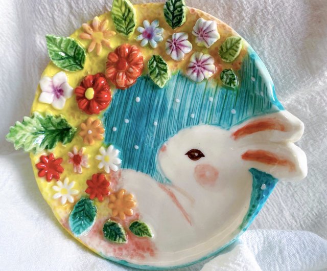 作家　陶芸作家　うつわやみたす　プレート　うさぎ 作家 陶芸作家 うつわやみたす プレート うさぎ うさぎ 食器 陶器