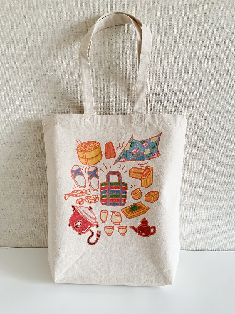 [Taiwan souvenir pattern] Cotton tote bag - Handbags & Totes - Cotton & Hemp White