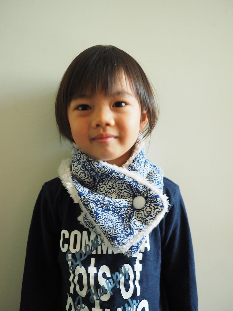 Handmade sewing neck warmer scarf for kid and adult - ผ้าพันคอถัก - ผ้าฝ้าย/ผ้าลินิน สีเขียว