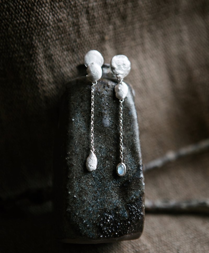 Lichen Moonstone Sterling Silver Earrings - Earrings & Clip-ons - Sterling Silver Silver