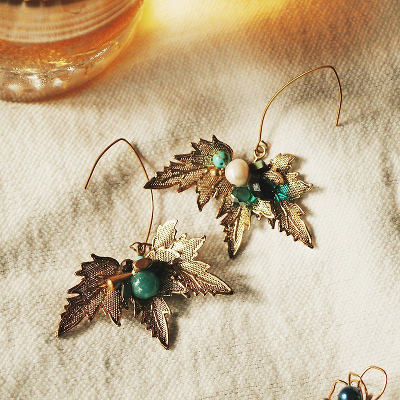 Febbi Maple Brass Dangle Earrings - Earrings & Clip-ons - Other Metals Gold