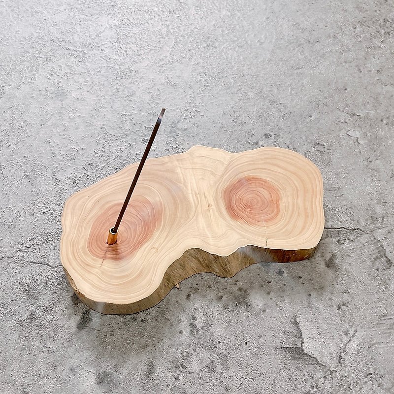 Incense holder of natural wood and brass - Fragrances - Wood Khaki