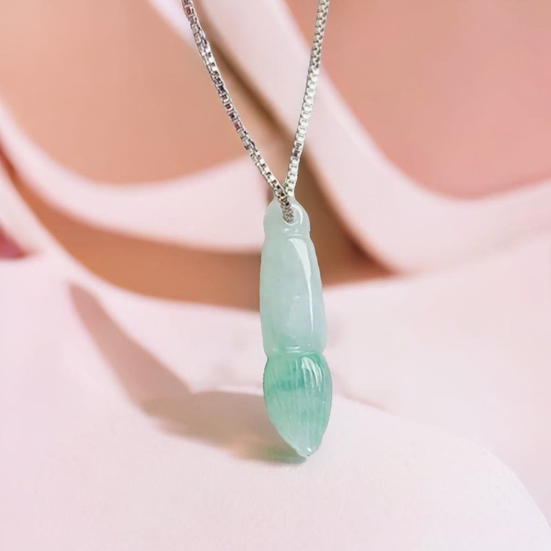 飄陽綠翡翠文昌筆項鍊 | 天然緬甸玉A貨翡翠 |  送禮 - 項鍊 - 玉石 綠色