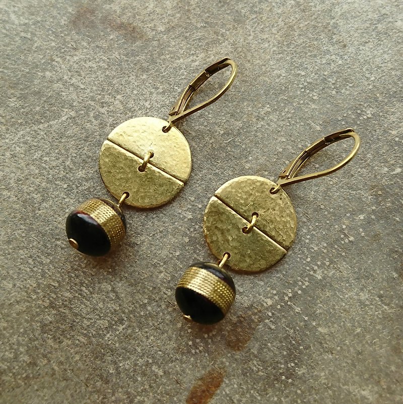黃銅非洲古董珠耳環 - 耳環/耳夾 - 其他金屬 金色
