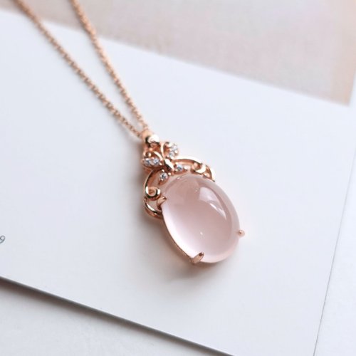 NOW jewelry 天然粉晶 粉紅佳人 柔美粉嫩 晶體透徹 天然水晶 純銀項鍊 禮物