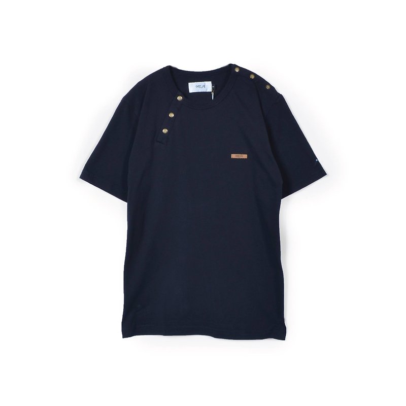 oqLiq - Thread - different way T-shirt (黑) - 男 T 恤 - 棉．麻 黑色
