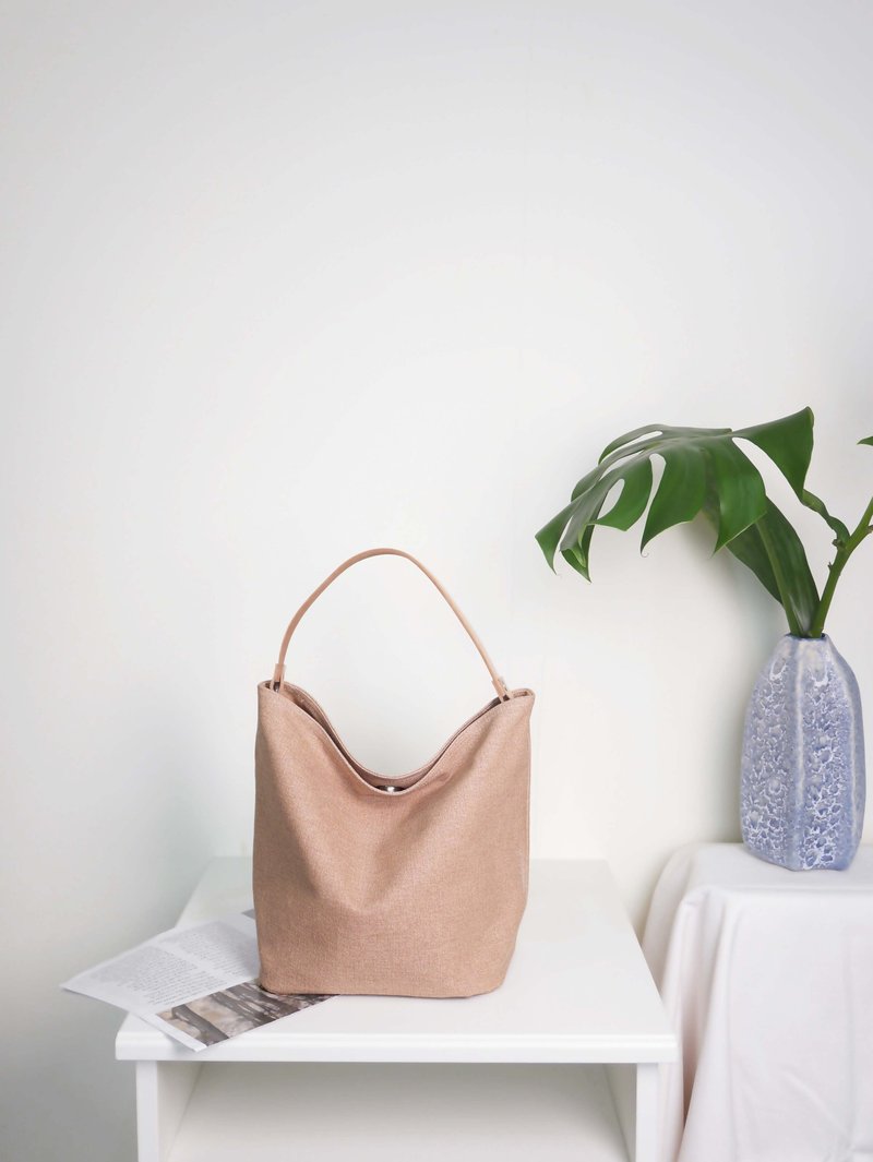 質感帆布 MINI水桶包 Mini bucket bag #82水洗奶茶色 - 束口袋/束口背包/水桶包 - 棉．麻 卡其色