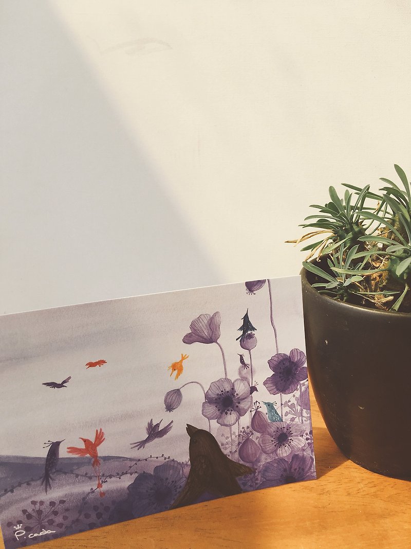 Story Postcard-Monochrome Bird Series-Purple Country - การ์ด/โปสการ์ด - กระดาษ สีม่วง