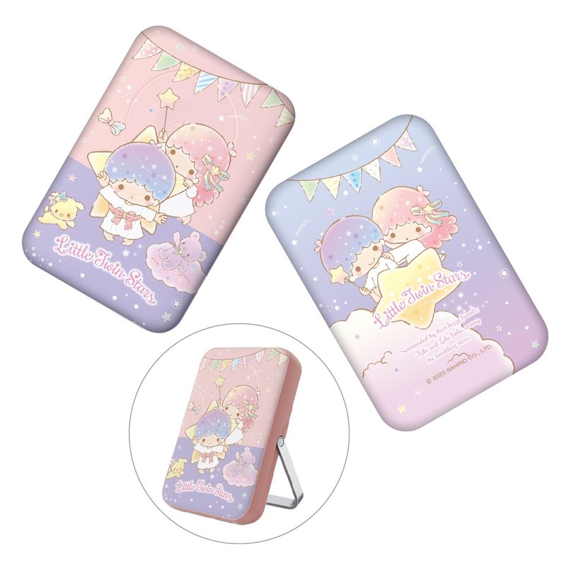 SANRIO-3 in 1 MagSafe 10000mAh Power Bank with Stand-LITTLE TWIN STARS - Chargers & Cables - Plastic Pink