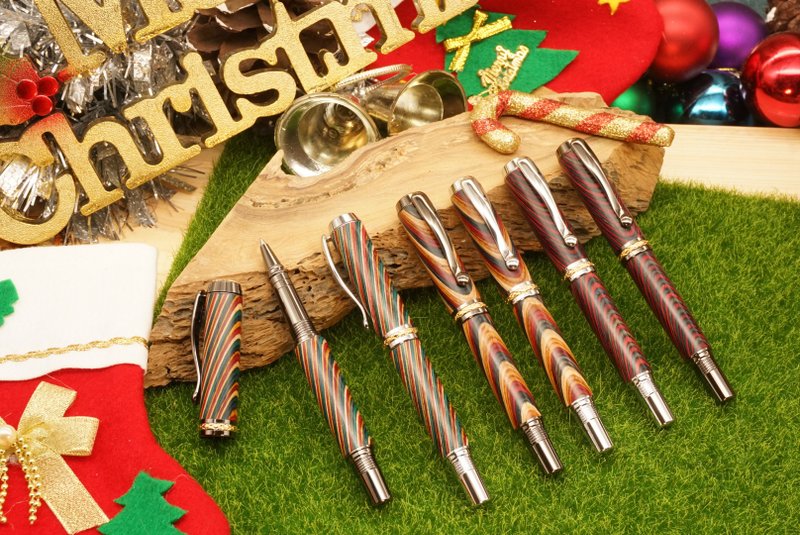 Five-degree wooden handmade wooden ball pen Christmas shape pen Christmas exchange gifts - ปากกา - ไม้ 