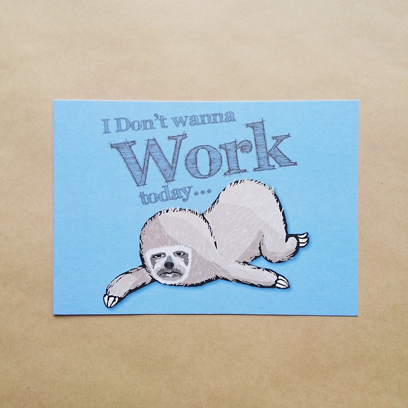 樹懶阿懶【不想上班啊啊啊】明信片 - 心意卡/卡片 - 紙 藍色