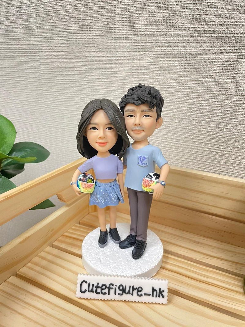 情侶雙人人像公仔 15CM - 陶藝/玻璃 - 陶 多色