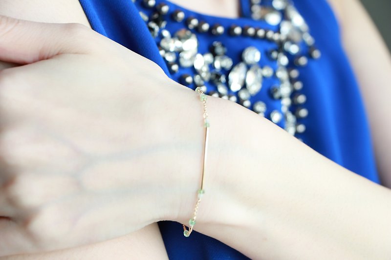 Emerald amazonite bracelet-14kgf - ブレスレット - 宝石 グリーン