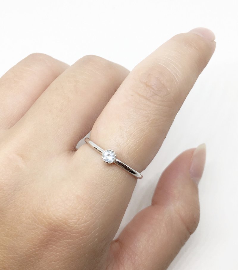 海藍寶石925純銀簡約風格戒指 尼泊爾手工鑲嵌製作 - 戒指 - 寶石 銀色