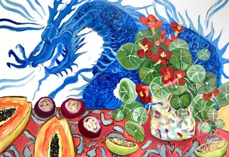 靜物與旱金蓮 畫布上原創油畫野獸派藝術馬蒂斯 - 壁貼/牆壁裝飾 - 其他材質 