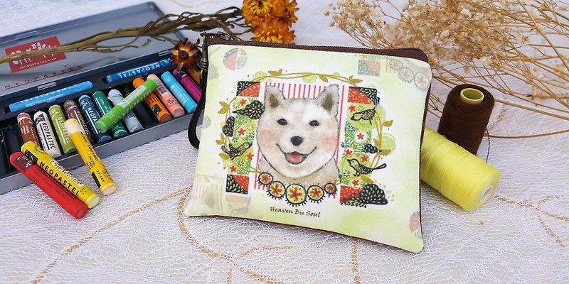 <Animals in the secret land> Happiness Shiba Inu Dog in summer (big size) - Coin Purses - Polyester Yellow