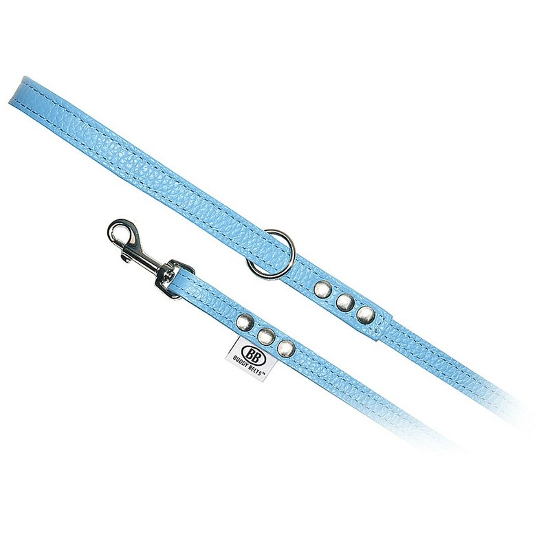 Canada Buddy Belts Handmade Leather Leash-Blue-Premium - ปลอกคอ - หนังแท้ 